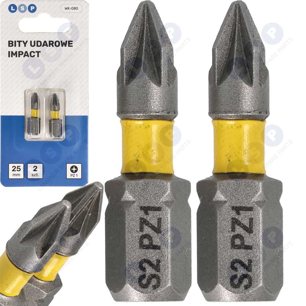 POZIDRIV PZ1 rázový bit 25 MM LSP NÁRAZOVÝ bit súprava 2 KS